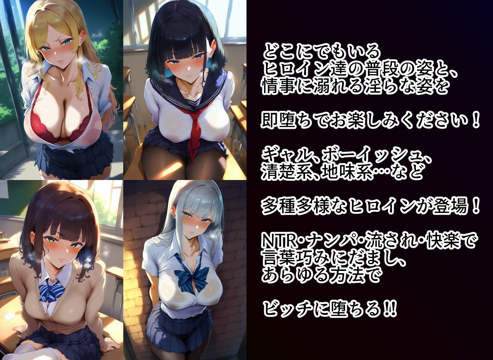 即堕ち2コマ 制服JK【セリフあり】40キャラ 画像1