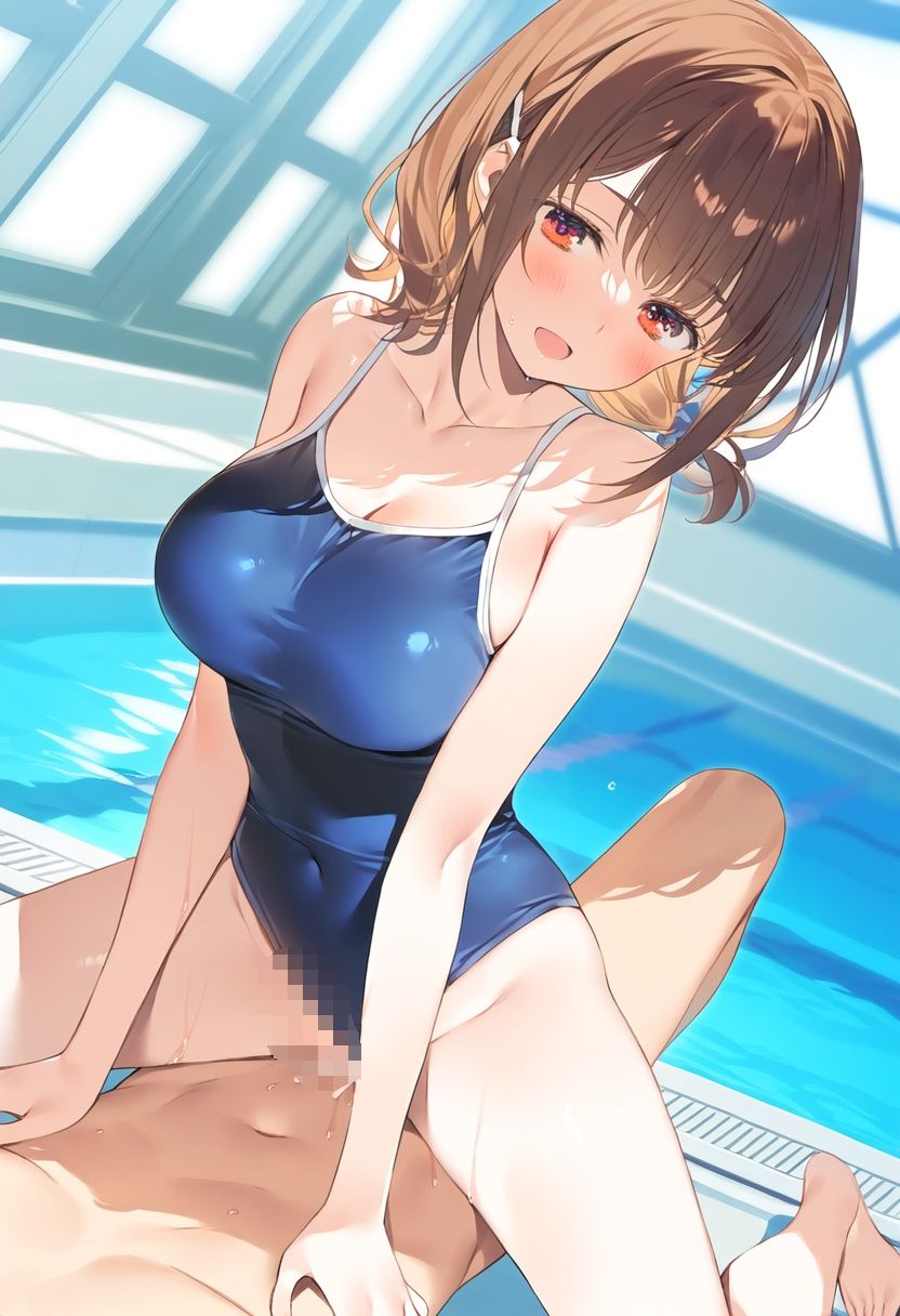 水着少女とプールでハーレムえっち 画像3