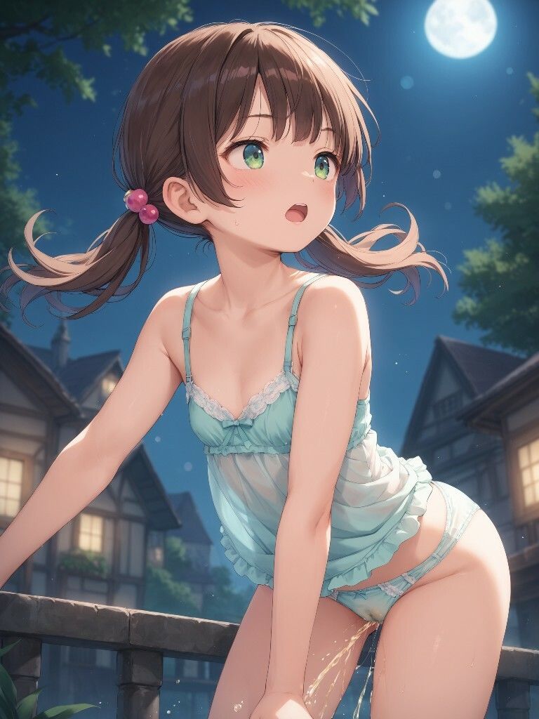 かわいい女の子が夜に下着姿で外出してパンツをはいたままおしっこをおもらししている画像集1 画像8