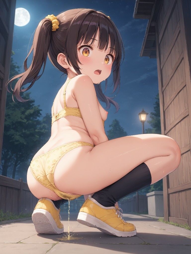 かわいい女の子が夜に下着姿で外出してパンツをはいたままおしっこをおもらししているところを目撃してしまった画像集22