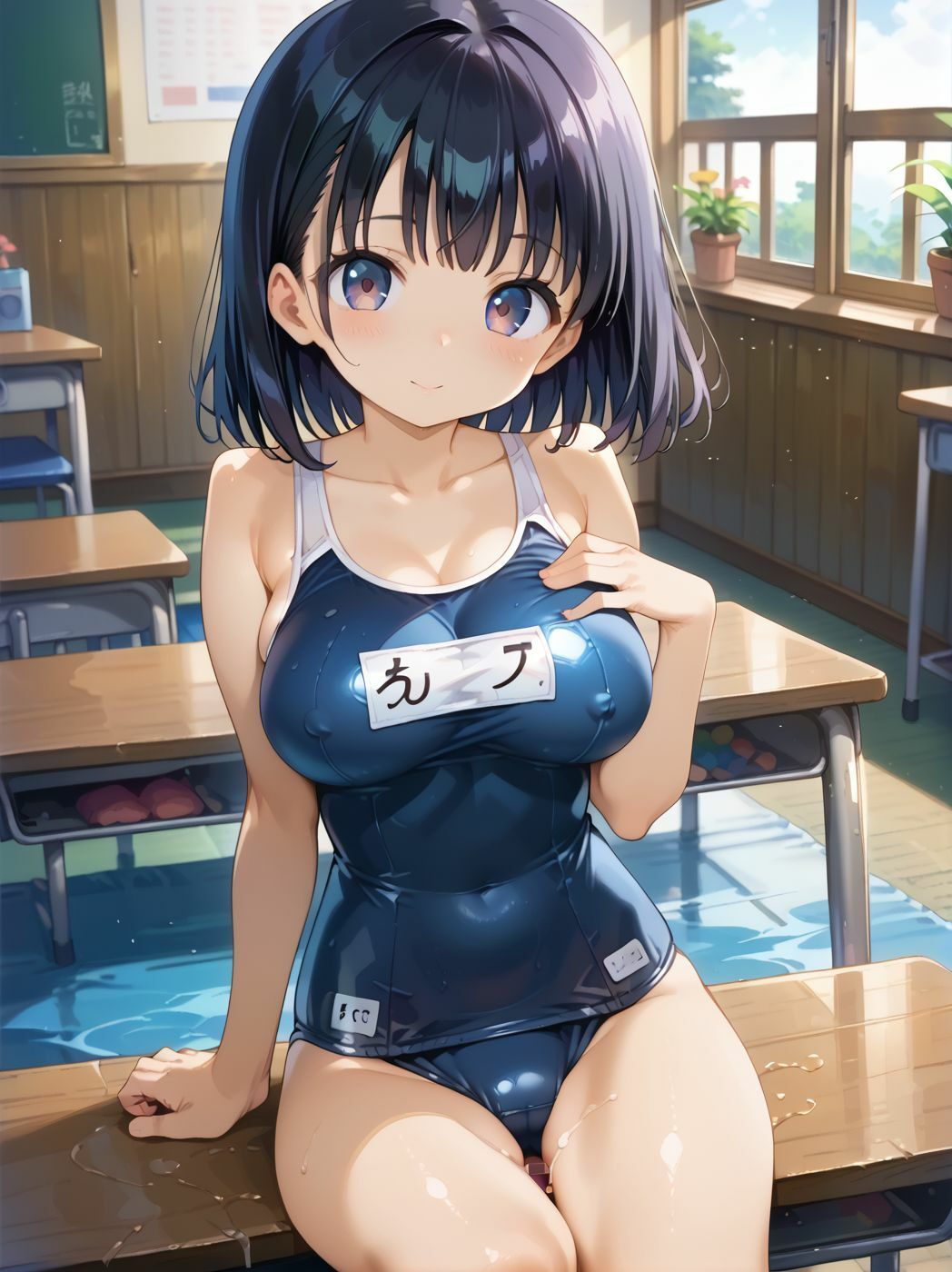 巨乳の妹と学校で生挿入した 「制服だけじゃなくてブルマもスクール水着も好きなの？」 画像3