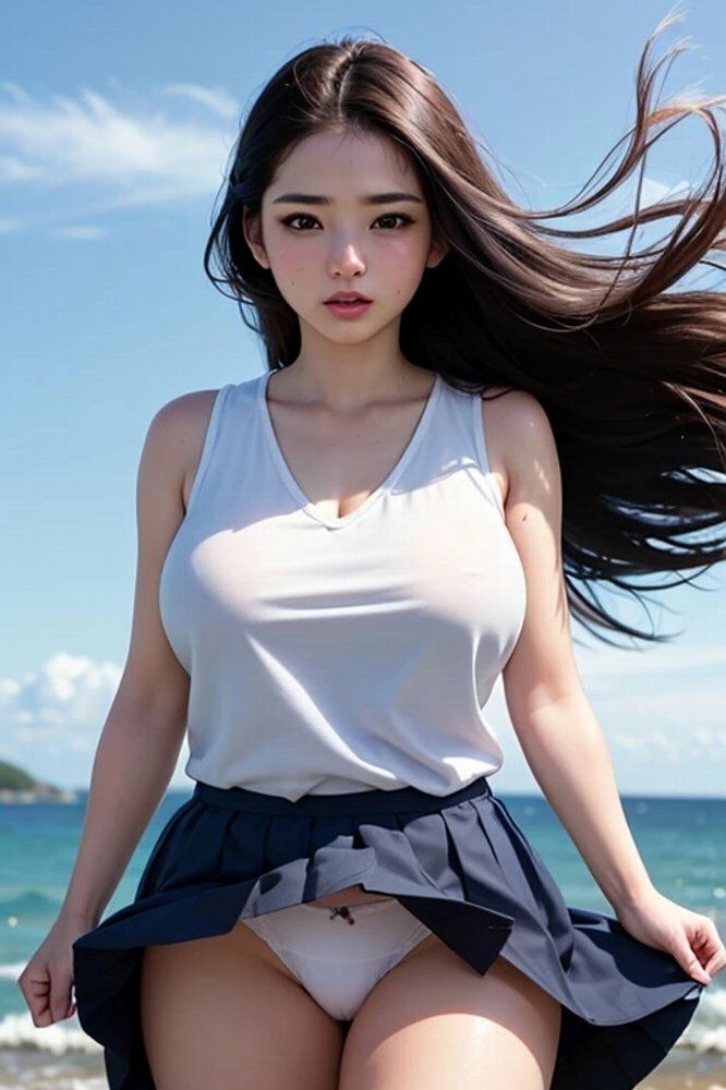 女子大生岬デート強風パンチラ画像集 画像4