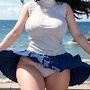女子大生岬デート強風パンチラ画像集