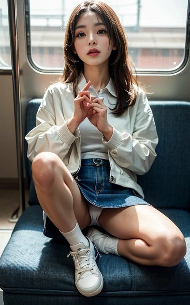 デニムミニスカ女子大生電車パンチラ画像集 画像3