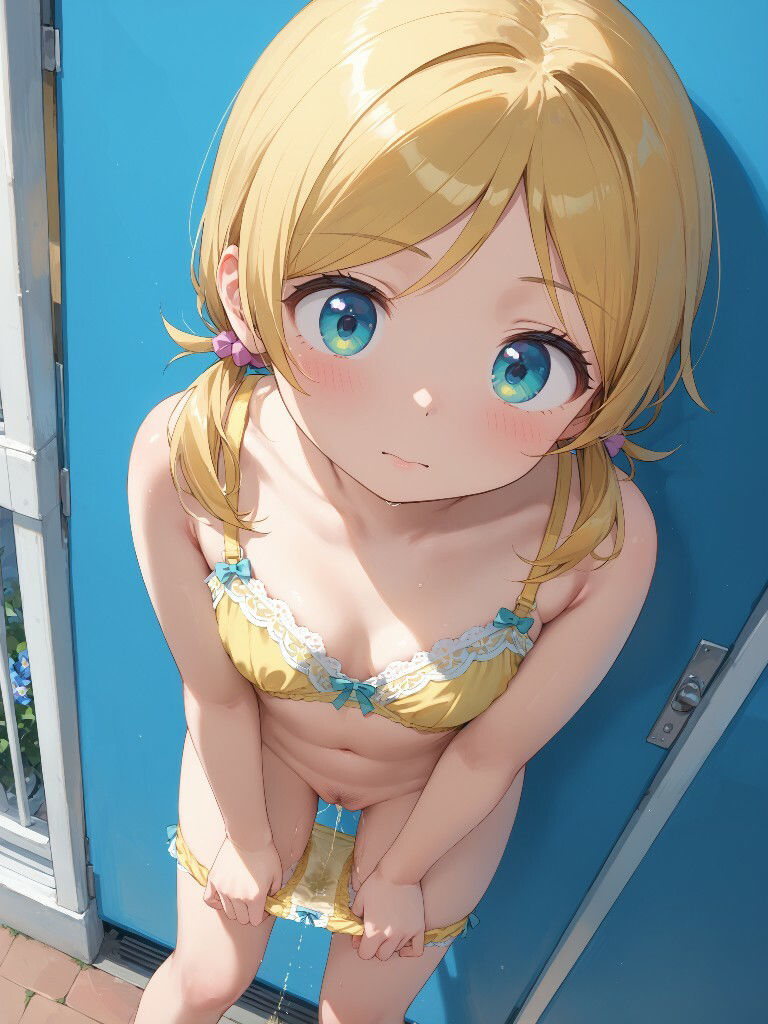 かわいい女の子がパンツを半脱ぎしてパンツの裏側に向かっておしっこをおもらししている画像集_5