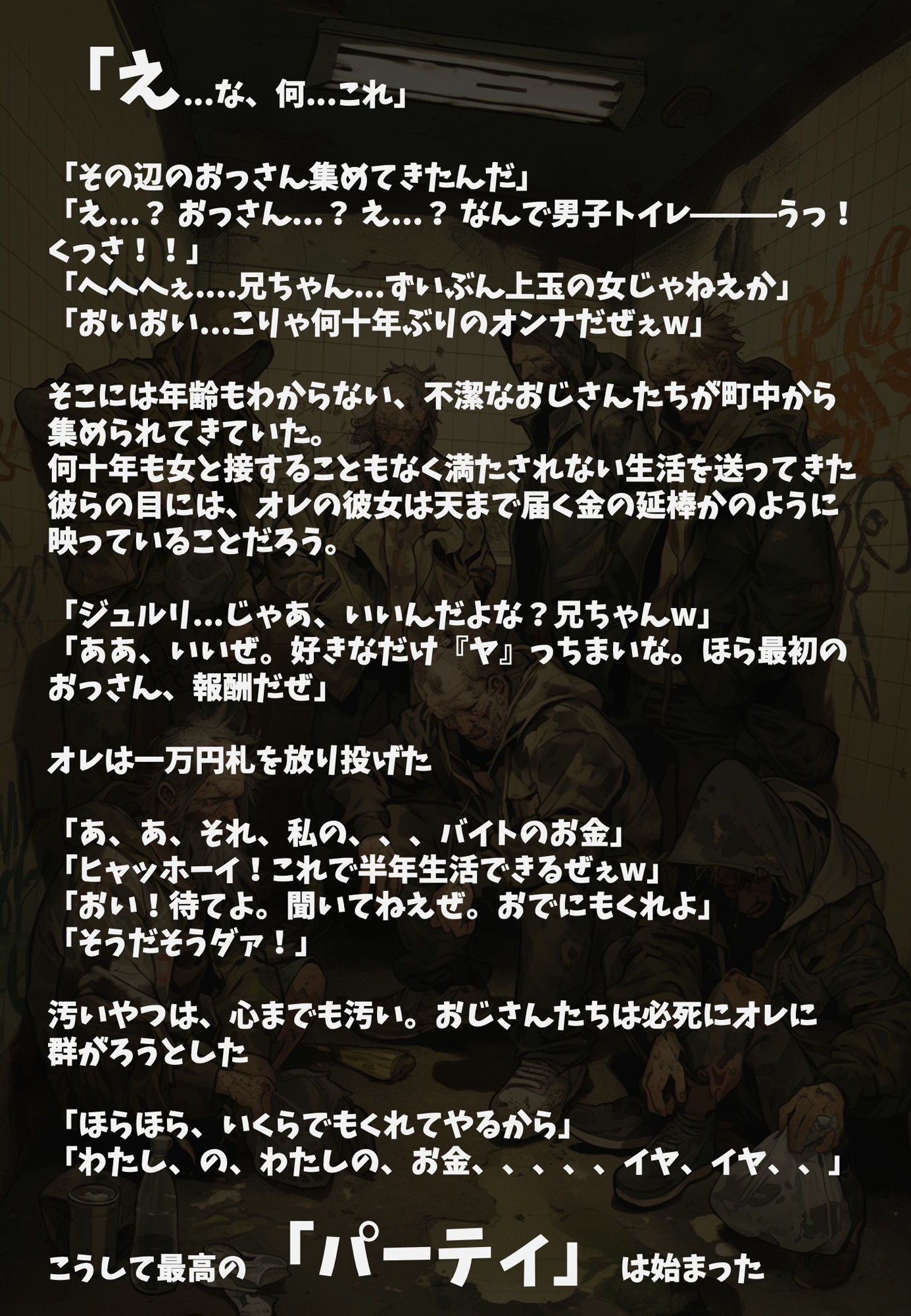 【イラスト集】生徒会長の彼女を無理やり汚いホームレスに中出しさせて妊娠させたった件w_4