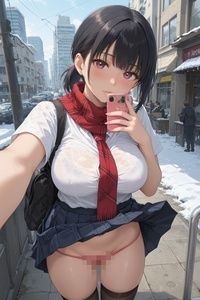 巨乳野外露出冬〜自撮り〜1