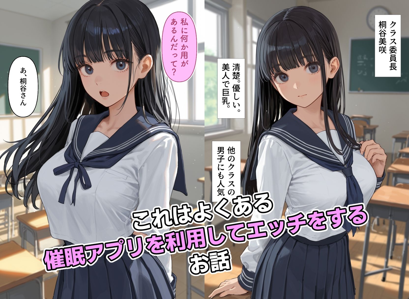 実用性重視で制作して美少女とエッチなことをするお話です【憧れの同級生と催●アプリH～黒髪ロング巨乳編～】1