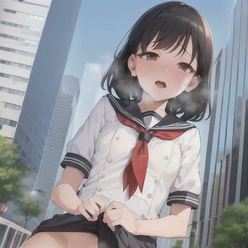 セーラー服で露出狂  黒髪ちゃん編 画像1