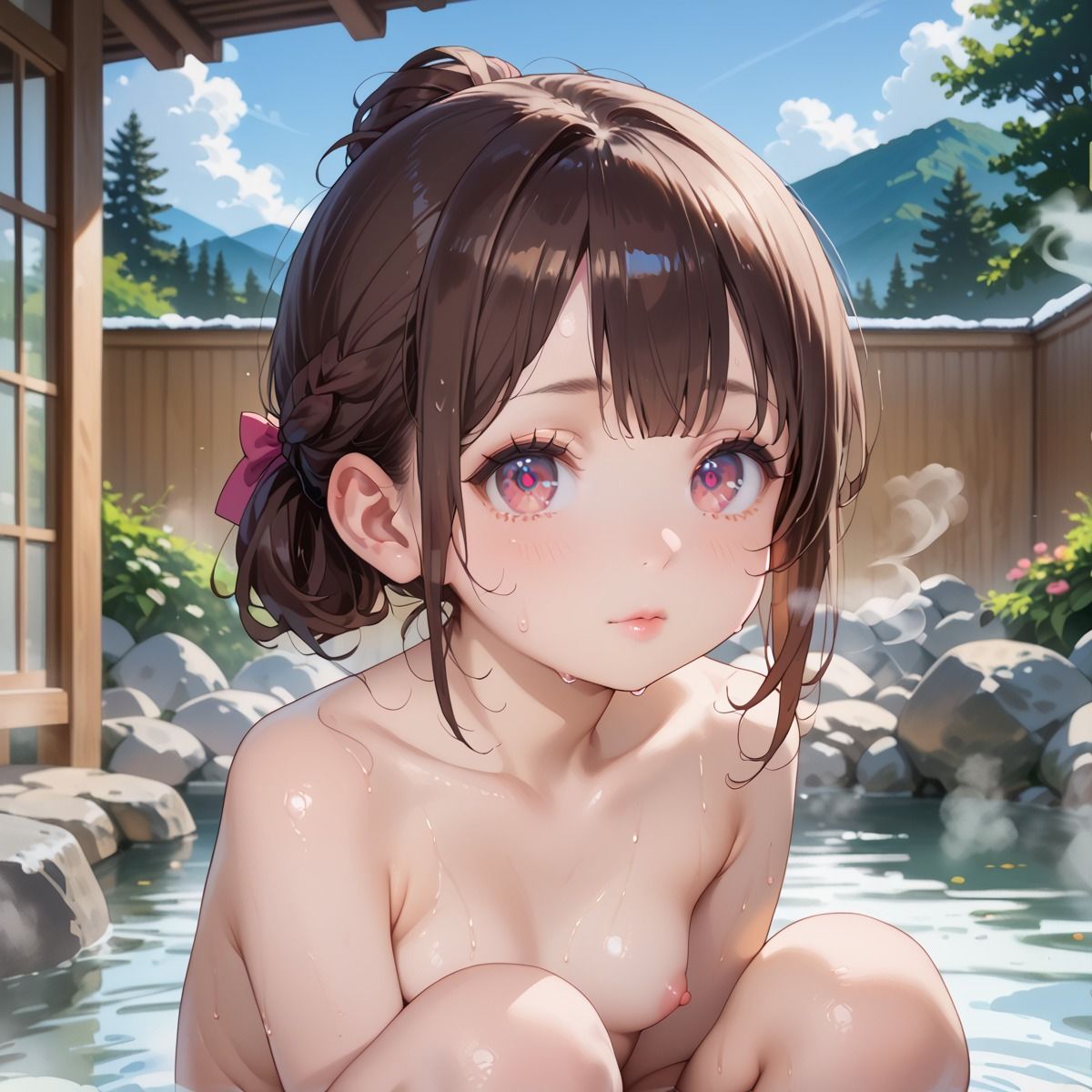 貧乳の女の子に温泉でお世話してもらおう！110