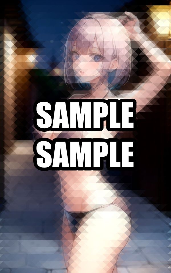 ナイトプールの水着美女イラスト集1