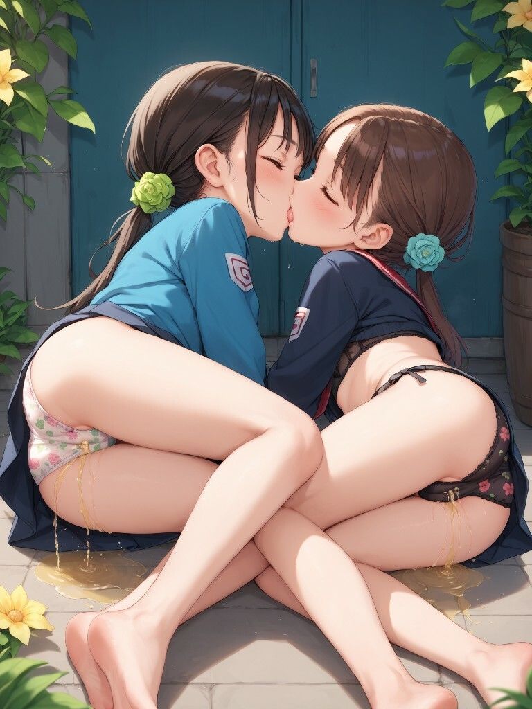 かわいい女の子2人がちゅーしながらパンツをはいたままおしっこをおもらししている画像集_6