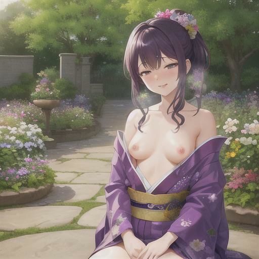 サンプル画像1:はれのひ  着物で露出  紫髪ちゃん編(まんまんちん) [d_513942]