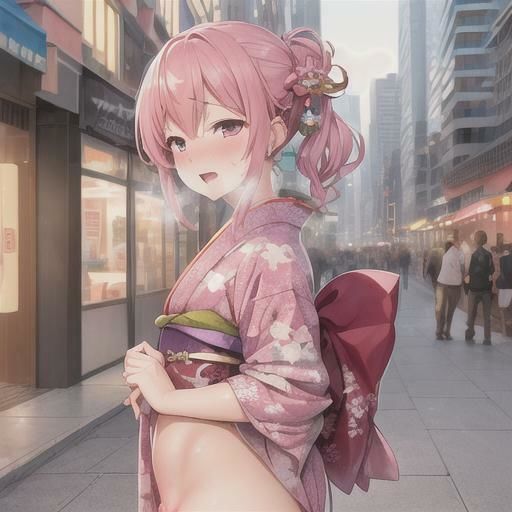 サンプル画像1:はれのひ  着物で露出  ピンク髪ちゃん編(まんまんちん) [d_513949]