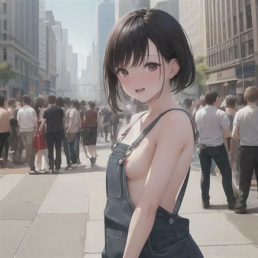 サンプル画像5:オーバーオール露出  黒髪ちゃん編(まんまんちん) [d_513952]