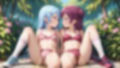 かわいい女の子2人が並んで座ってパンツをはいたままおしっこをおもらししている画像集 （4K） 画像1