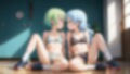 かわいい女の子2人が並んで座ってパンツをはいたままおしっこをおもらししている画像集 （4K） 画像9