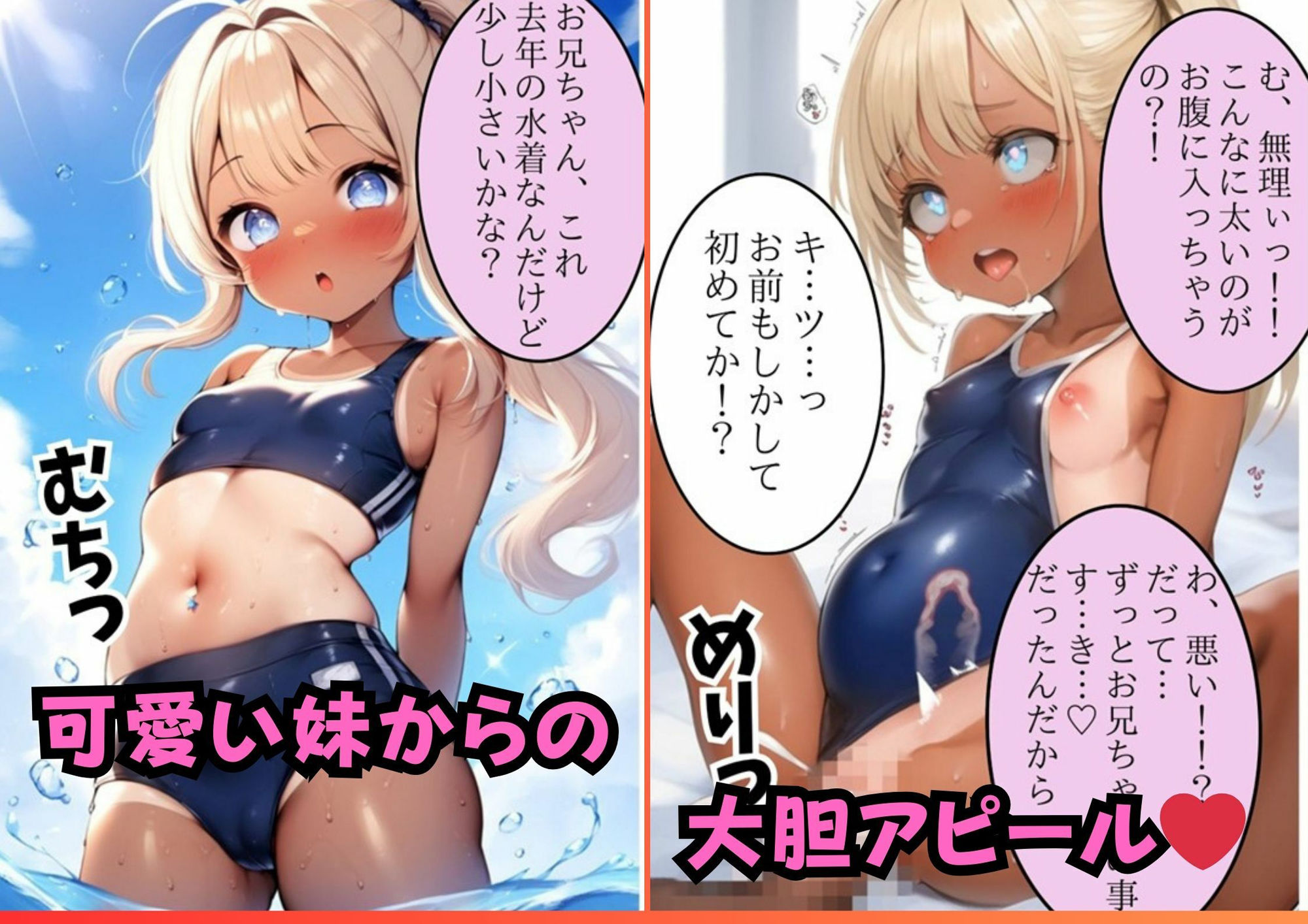 褐色の妹にスクール水着を着せてボテ腹エッチ【セリフ付き】_7