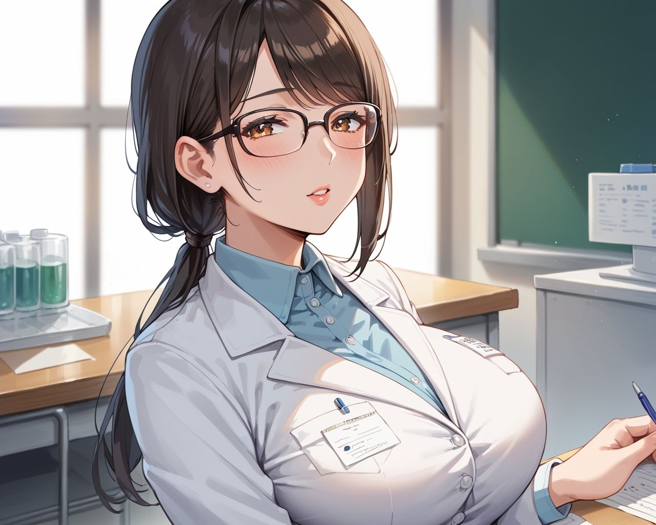 そこの爆乳痴女は保健室の先生 画像1