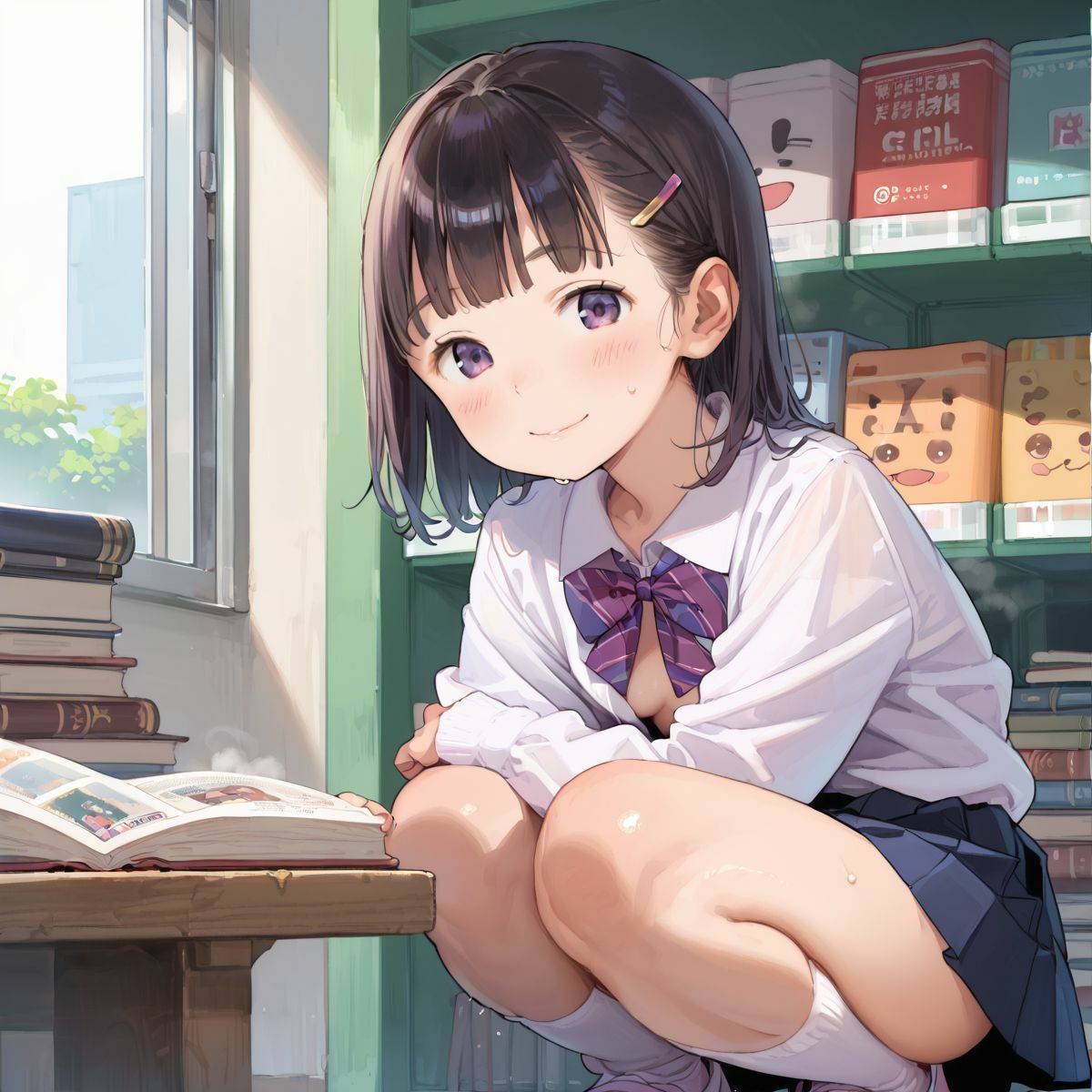 図書館で声を出せずに愛液垂れ流し娘06のエロ画像（10/10）10