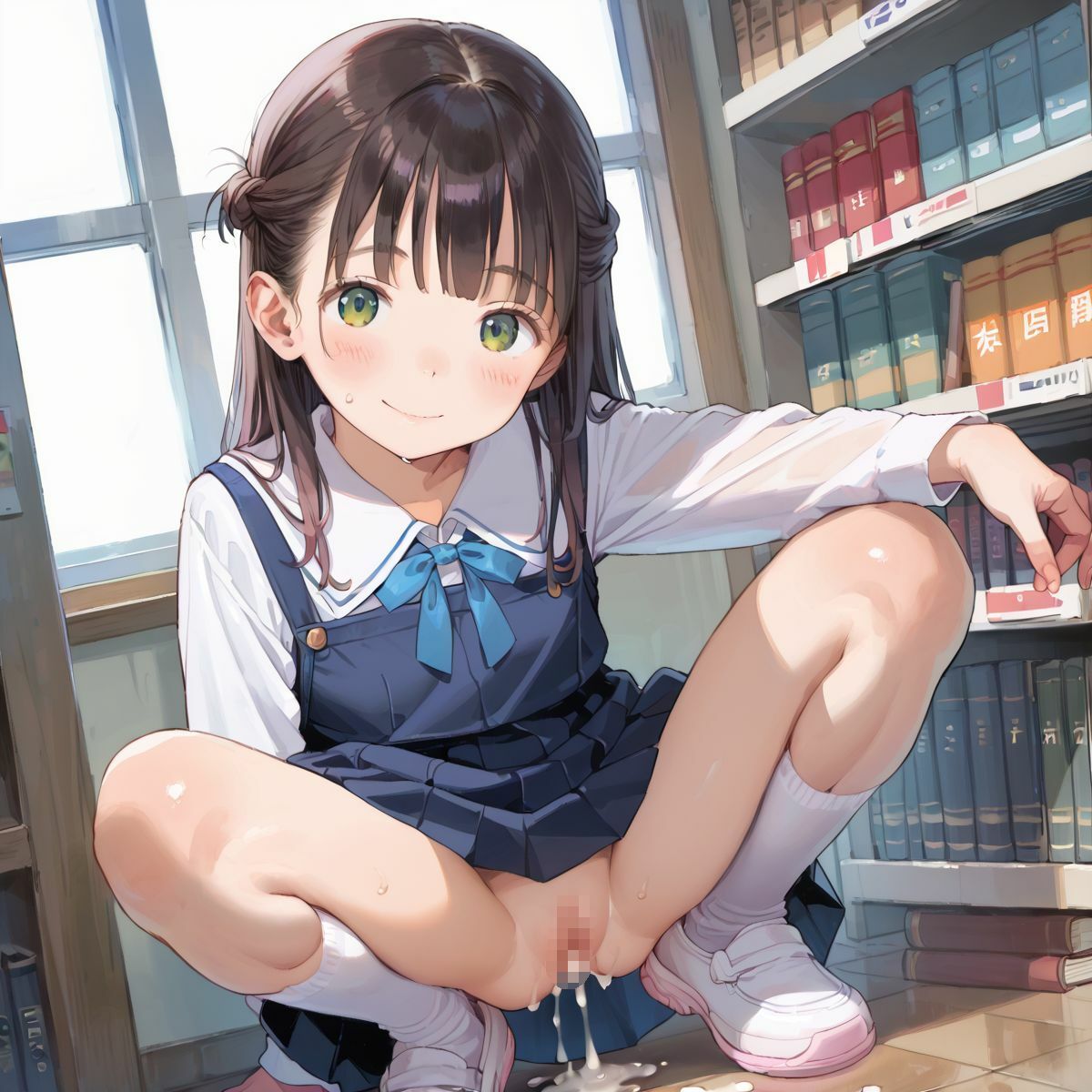 図書館で声を出せずに愛液垂れ流し娘07のエロ画像（10/10）10