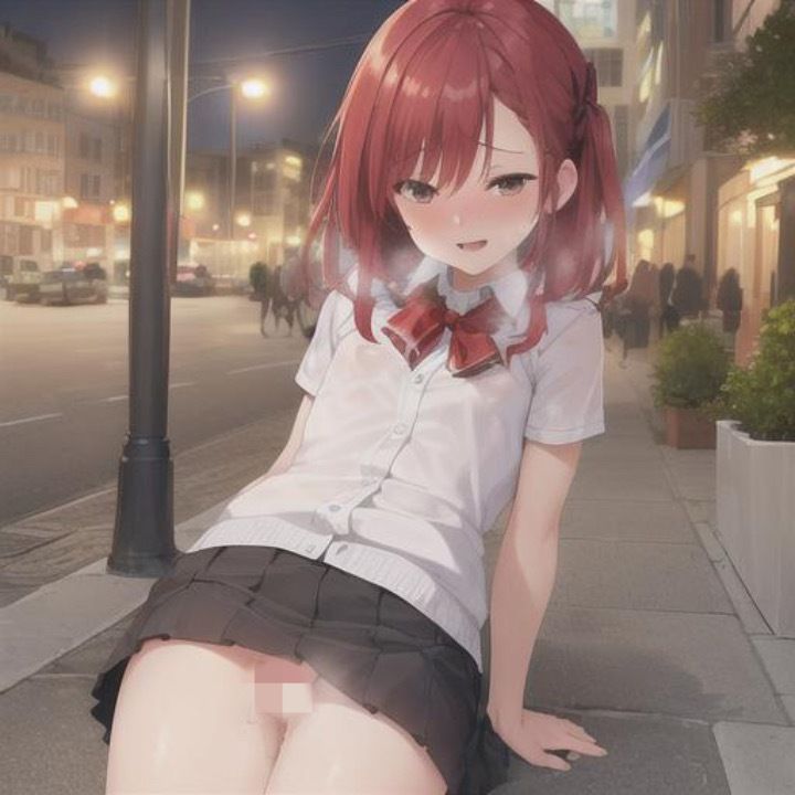 サンプル画像4:短すぎて見えちゃってる？  ミニスカ露出！  赤髪ちゃん編(まんまんちん) [d_519591]