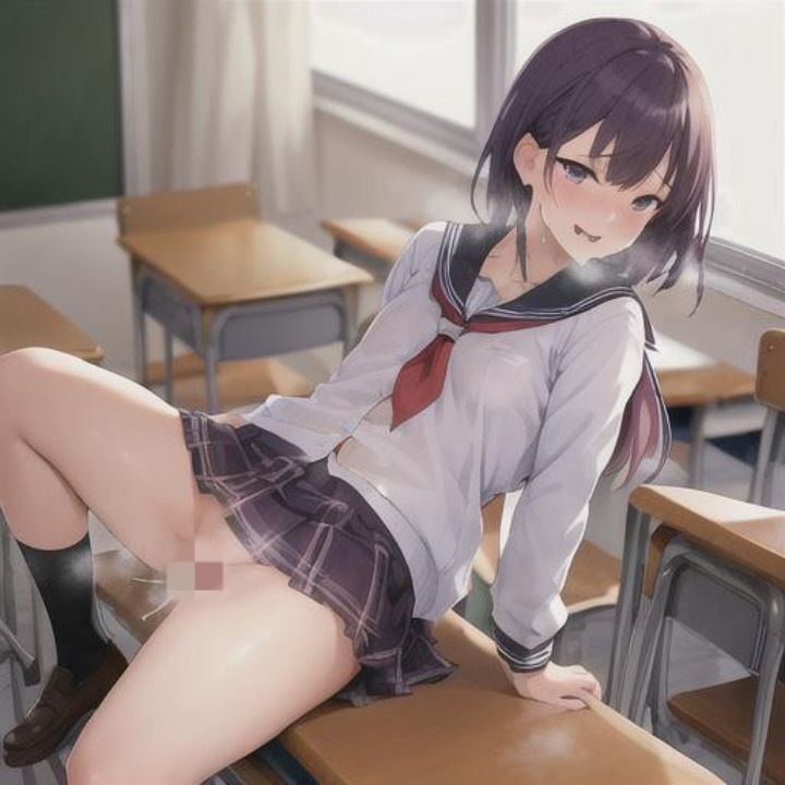 サンプル画像4:短すぎて見えちゃってる？  ミニスカ露出！  紫髪ちゃん編(まんまんちん) [d_519600]