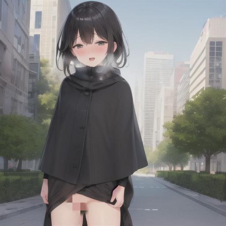 サンプル画像2:ポンチョ露出  黒髪ちゃん編(まんまんちん) [d_519612]