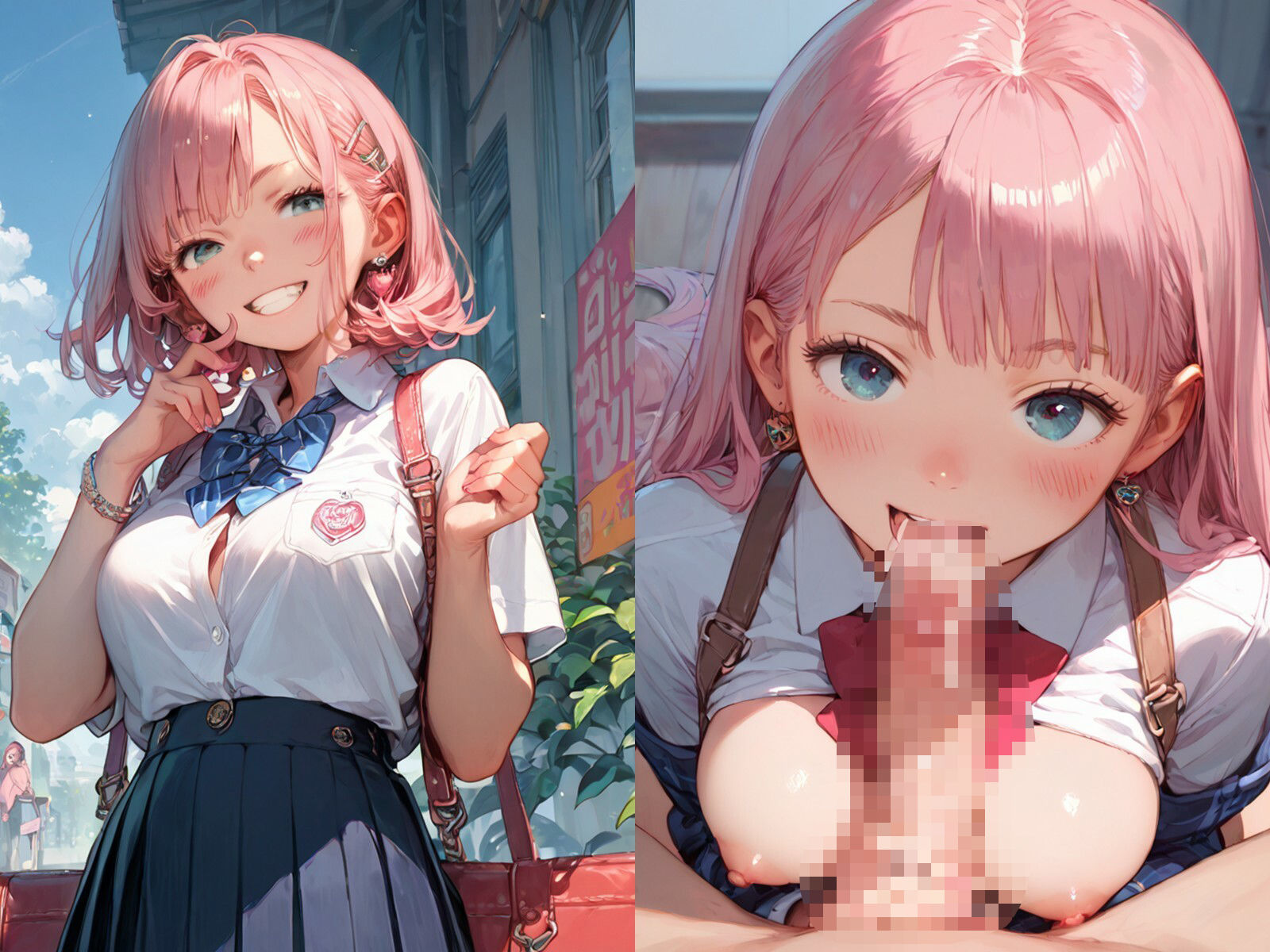 雑魚まんこのピンク髪JKに種付けしてアヘ顔ボテ腹にしてやった 画像1
