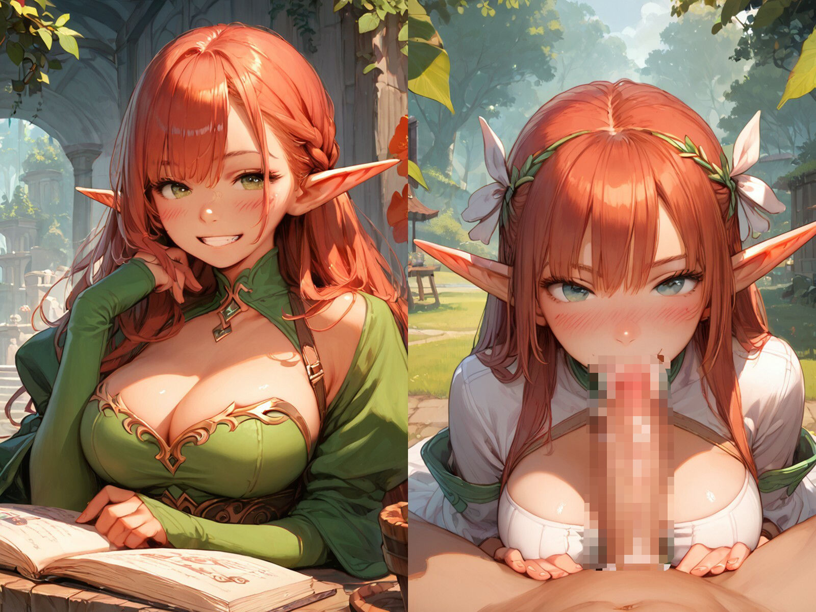 サンプル画像1:雑魚まんこの赤髪エルフに種付けしてアヘ顔ボテ腹にしてやった(アヘアヘ工房) [d_519917]