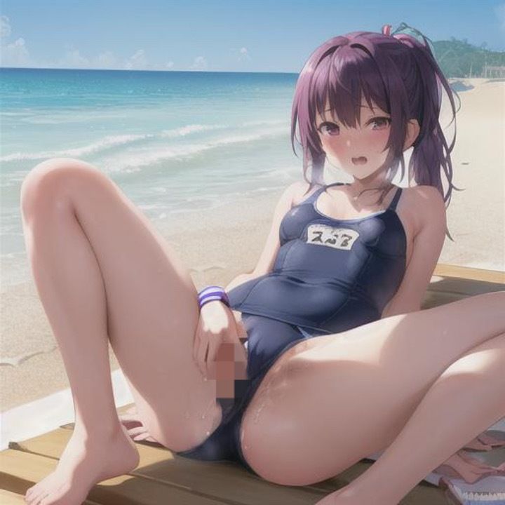 魅惑のスク水露出 紫髪ちゃん編 画像5