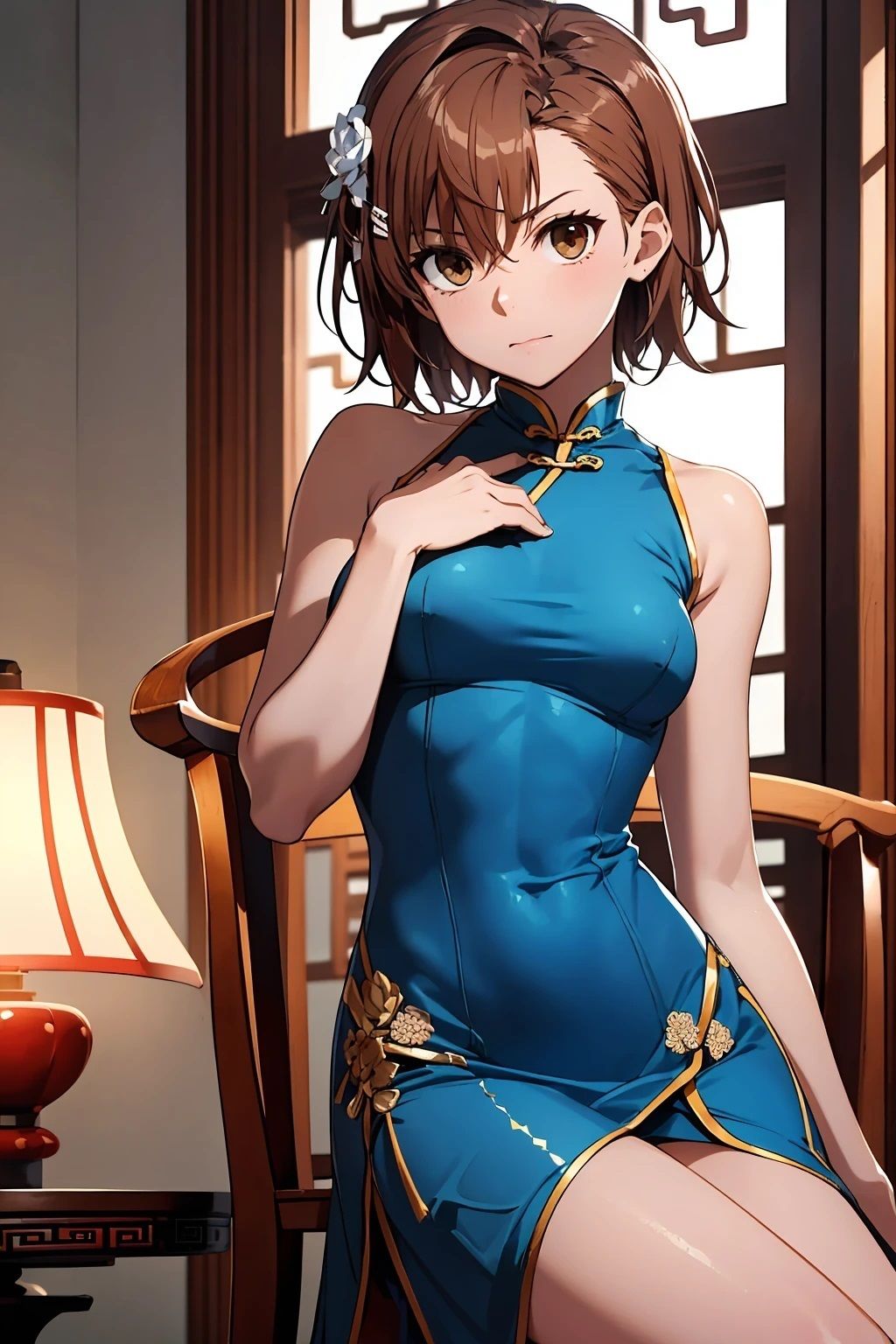 サンプル画像1:御〇美琴  青チャイナ服（75枚）(ひぐまアート) [d_520063]