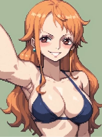 サンプル画像1:ONE PIECEのナミから送られてきた自撮り写真pixel art ver(自撮りサークル  イカスミ工房) [d_523517]
