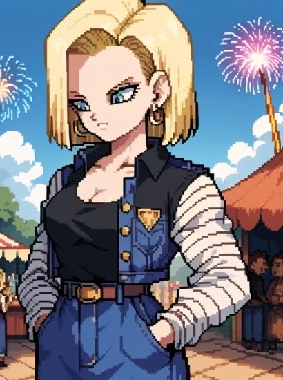 サンプル画像1:ドランゴンボールZの人造人間18号から送られてきた自撮り写真pixel art ver(自撮りサークル  イカスミ工房) [d_523525]