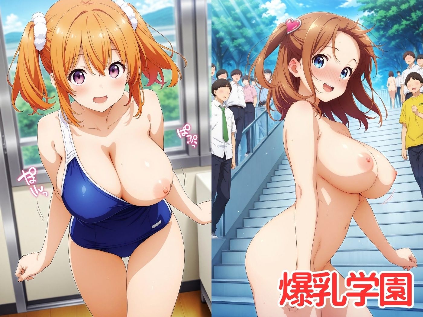 学園の爆乳生徒たちにエッチなイタズラ♪ 画像1