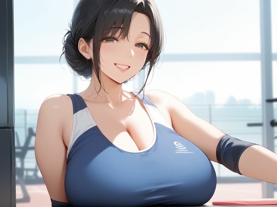 ジムで乱れる爆乳人妻 画像1