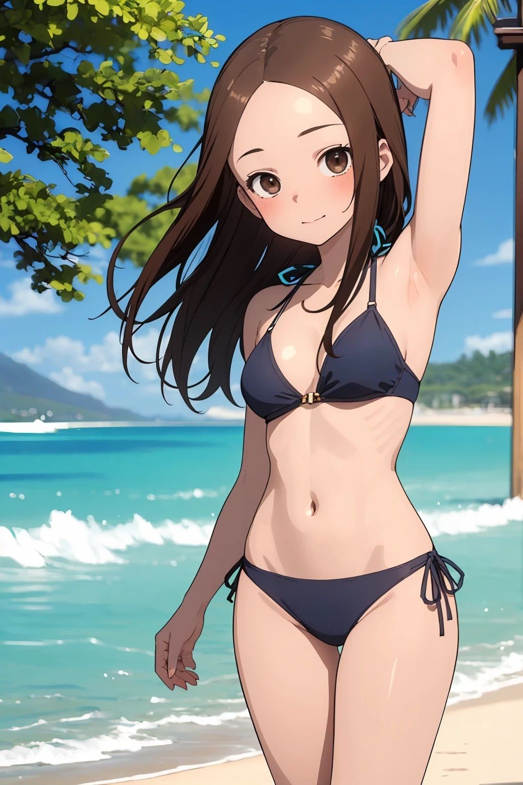 サンプル画像1:高〇さん  少し大人ネイビー色ビキニ（128枚）(ひぐまアート) [d_525071]