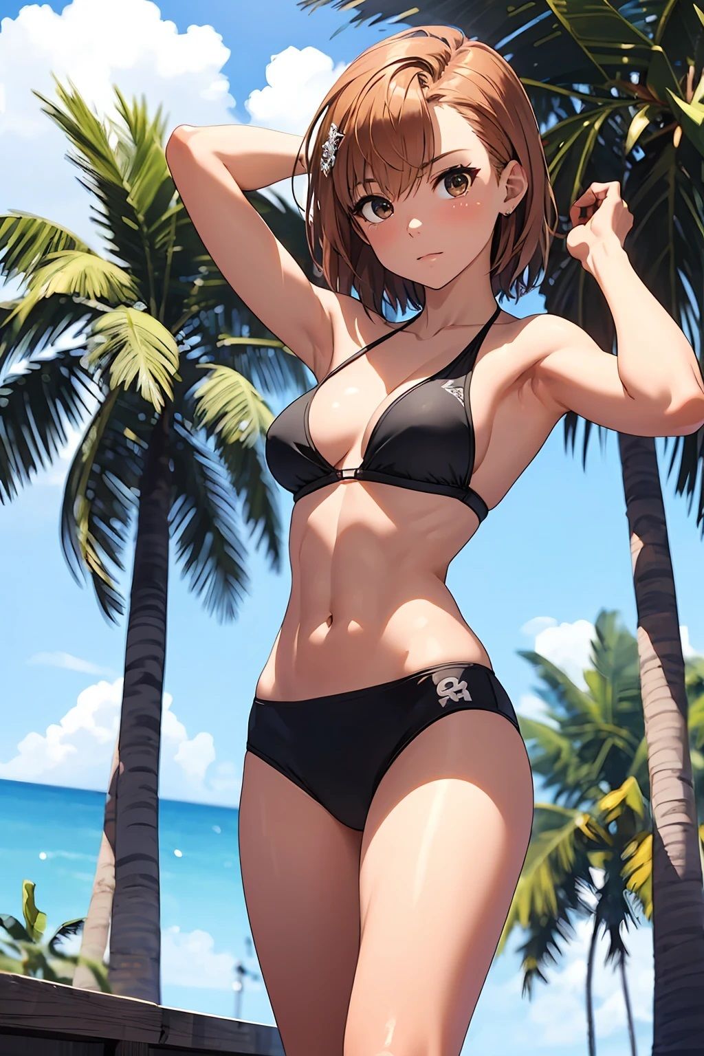 サンプル画像1:御坂〇琴  黒色スポーツビキニ（90枚）(ひぐまアート) [d_525082]