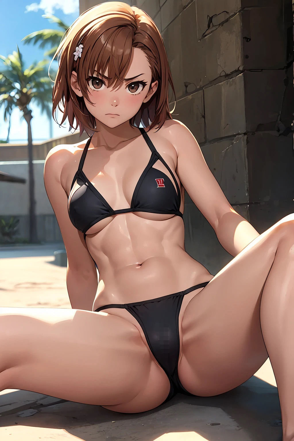 サンプル画像2:御坂〇琴  黒色スポーツビキニ（90枚）(ひぐまアート) [d_525082]