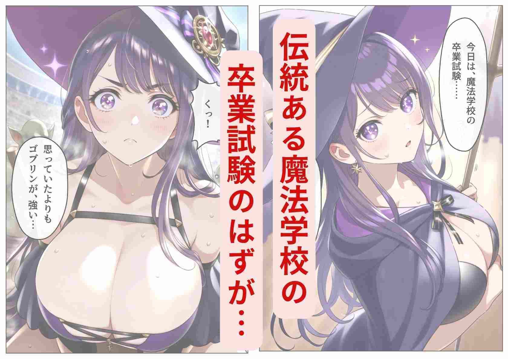 【エロ漫画】【セリフつき】異世界魔法学校の爆乳処女たちが、罠にハメられゴブリンの苗床に1