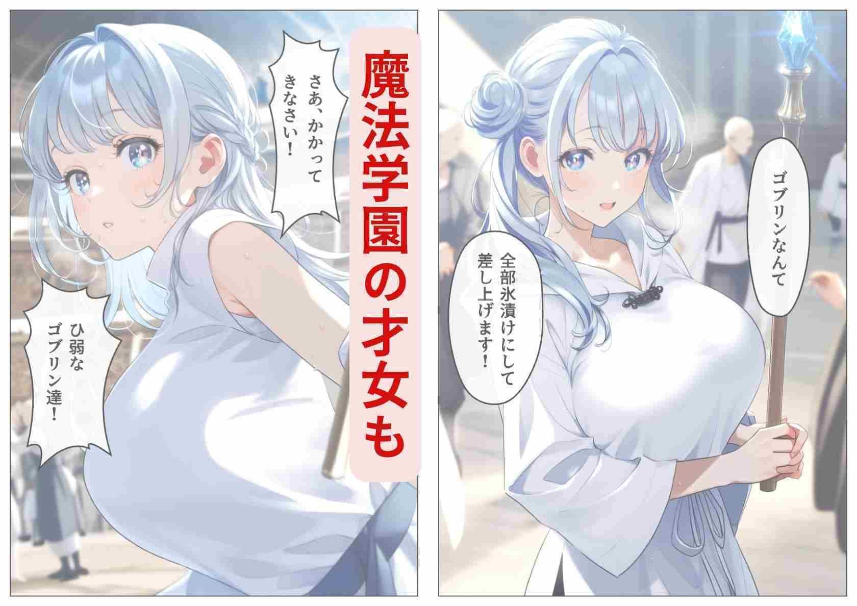 【エロ漫画】【セリフつき】異世界魔法学校の爆乳処女たちが、罠にハメられゴブリンの苗床に4