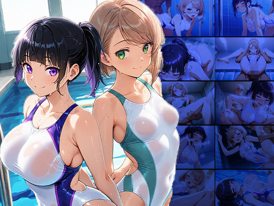 サンプル画像1:濃厚レッスン！黒髪巨乳＆ちっぱい美少女の濡れ透け白競泳水着【4K】【FANZA専売】(ニート印刷所) [d_529387]