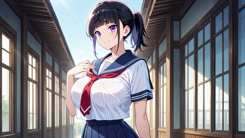 サンプル画像2:濃厚レッスン！黒髪巨乳＆ちっぱい美少女の濡れ透け白競泳水着【4K】【FANZA専売】(ニート印刷所) [d_529387]