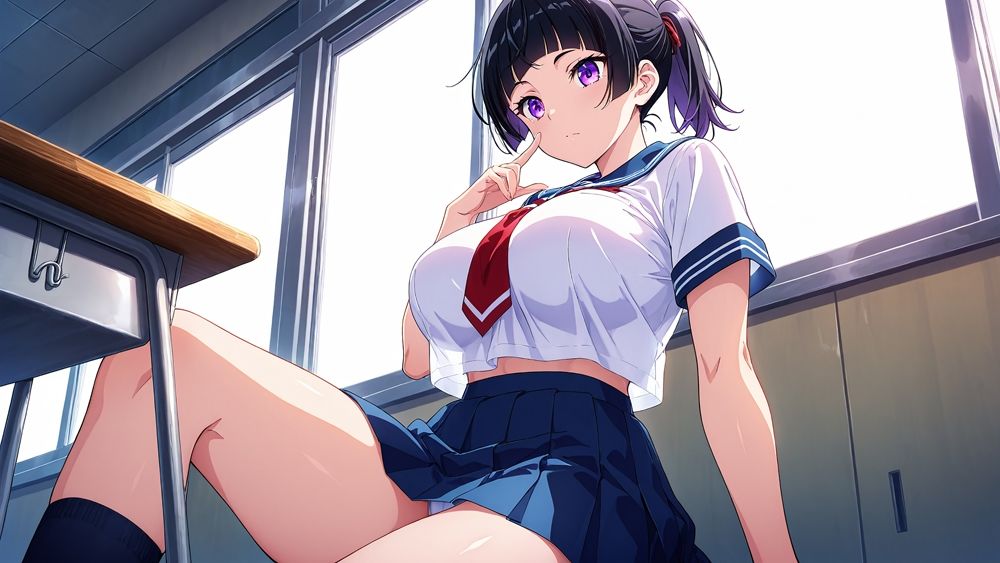 サンプル画像4:濃厚レッスン！黒髪巨乳＆ちっぱい美少女の濡れ透け白競泳水着【4K】【FANZA専売】(ニート印刷所) [d_529387]