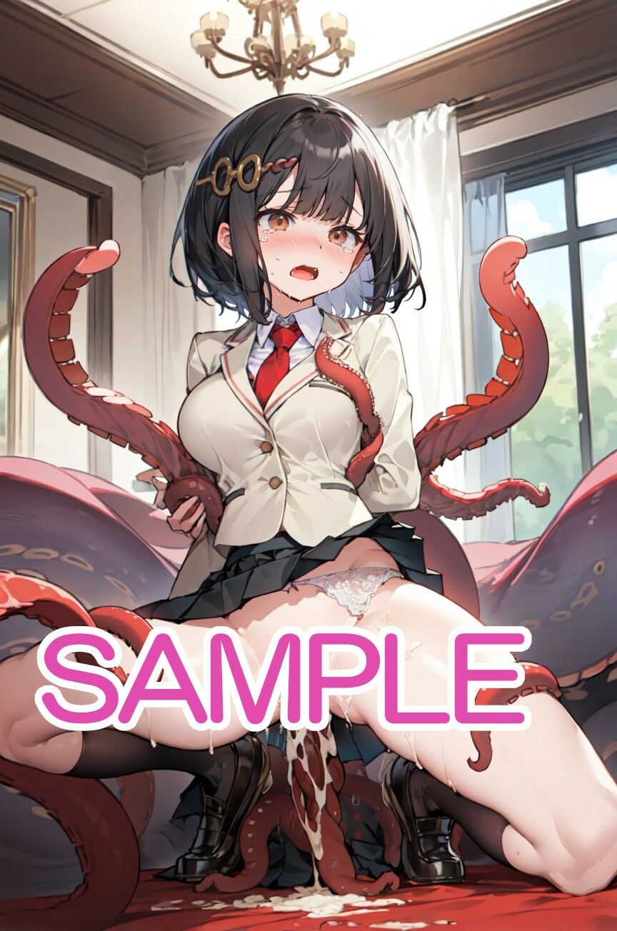 サンプル画像3:学生服な女の子と触手(へびの皮) [d_529760]