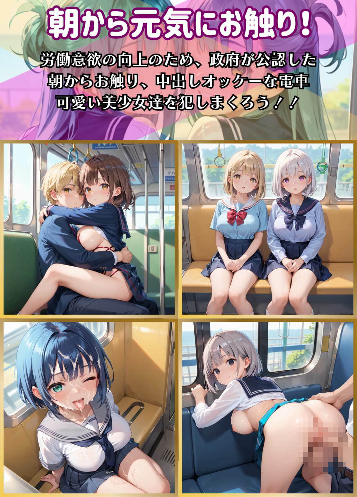 サンプル画像1:お触り放題！満員電車！朝から元気がみなぎります！6【厳選CG162枚収録】(イシュタルの星) [d_531283]