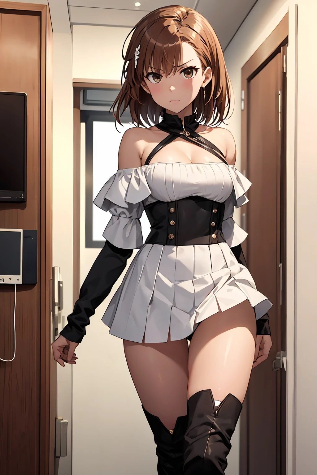 サンプル画像2:御坂〇琴  ロングブーツとオフショル（97枚）(ひぐまアート) [d_532084]