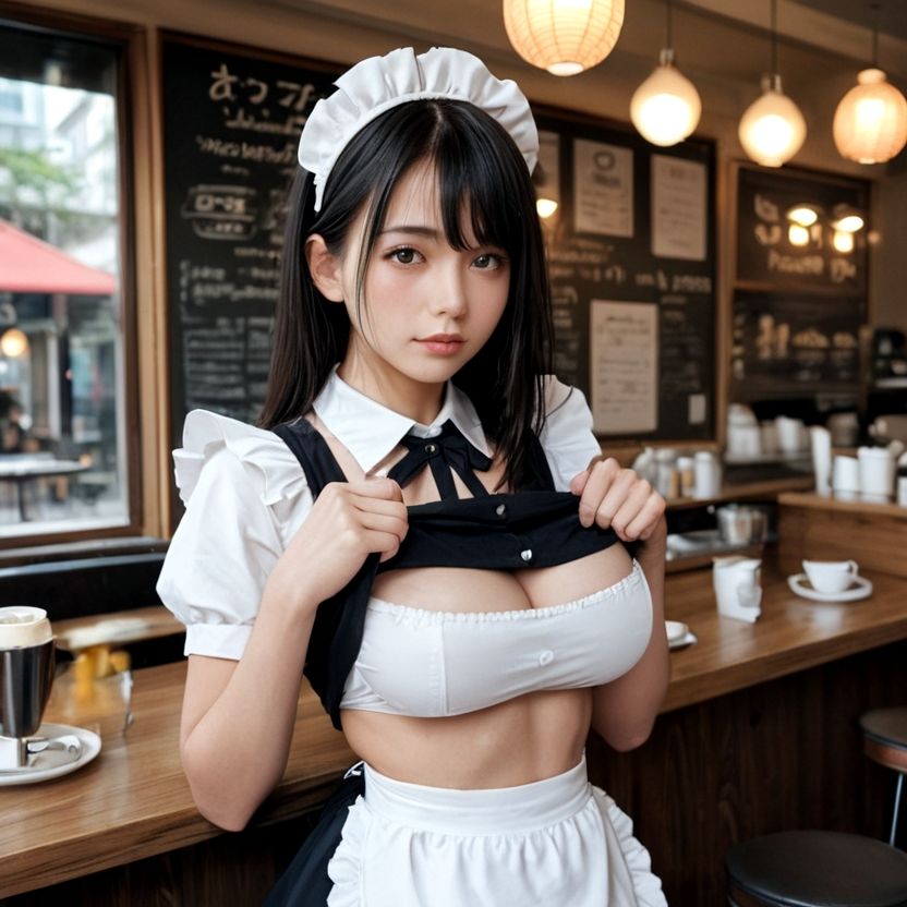 サンプル画像1:たまにオッパイを見せてくれる喫茶店のメイド（セリフなし AI画像集）(アンリアルパイヤン) [d_532105]