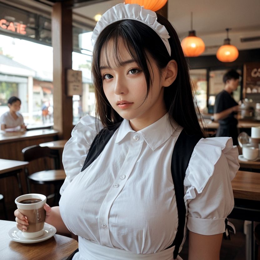 サンプル画像2:たまにオッパイを見せてくれる喫茶店のメイド（セリフなし AI画像集）(アンリアルパイヤン) [d_532105]
