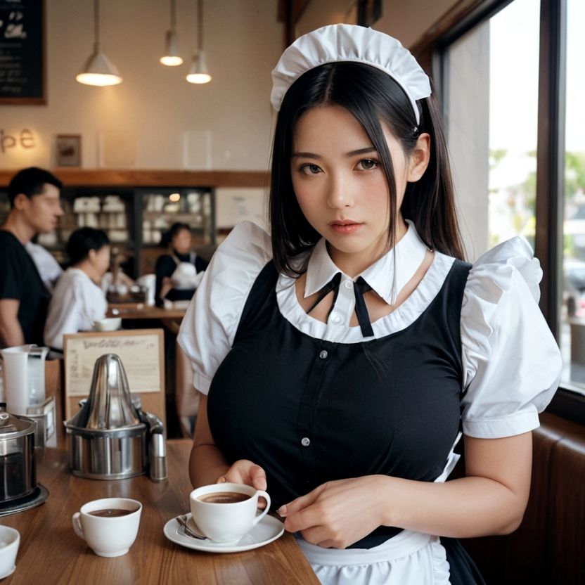 サンプル画像6:たまにオッパイを見せてくれる喫茶店のメイド（セリフなし AI画像集）(アンリアルパイヤン) [d_532105]